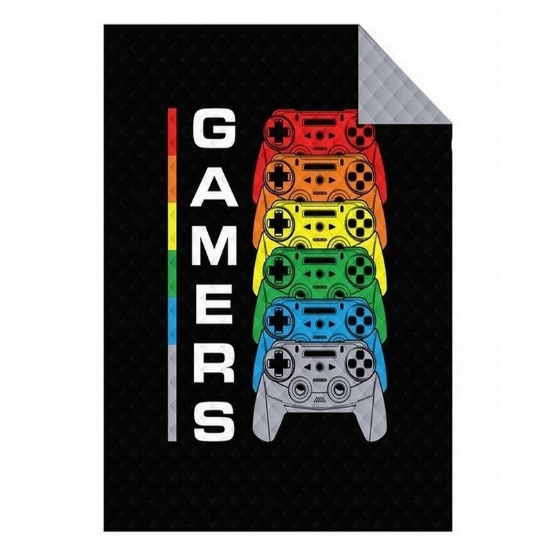 Cuvertura de Pat decorativa Detexpol, model Gamer negru, 170x210