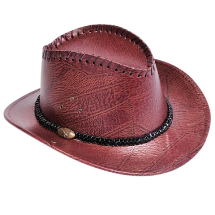 Cowboy farsangi férfi sapka, 33 cm átmérőjű, barna