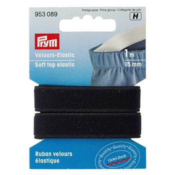 Elastic soft din velur 15 mm latime, 1 m lungime, negru, Prym Elastic soft din velur 15 mm latime, 1 m lungime, negru, Prym