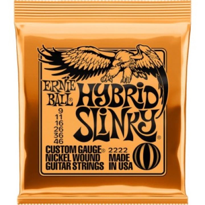 Струни за електрическа китара Ernie Ball Hybrid Slinky 2222, 9 - 46 , Обвивка от никел