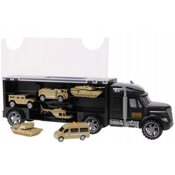 Set Jucarie Interactiva Camion Special Forces cu Vehicule Militare, Laterale Detasabile,40 cm x8.5 cm x12cm, Black
