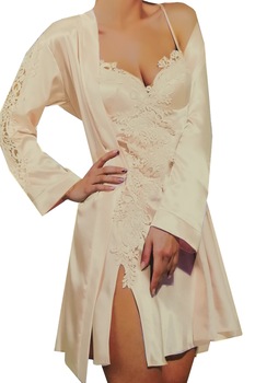 Halat si neglijeu, Jasmin 1851, Bej pudra Halat si neglijeu, Jasmin 1851, Bej pudra