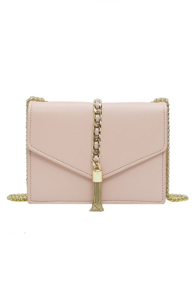 Geanta de dama Amelie alba din piele ecologica cu lant metalic, 19 x 14 x 6 cm