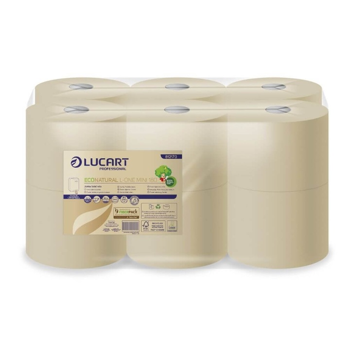 Hartie igienica rola mini jumbo, Eco Natural 900 ID 202ml/rola,12role Lucart