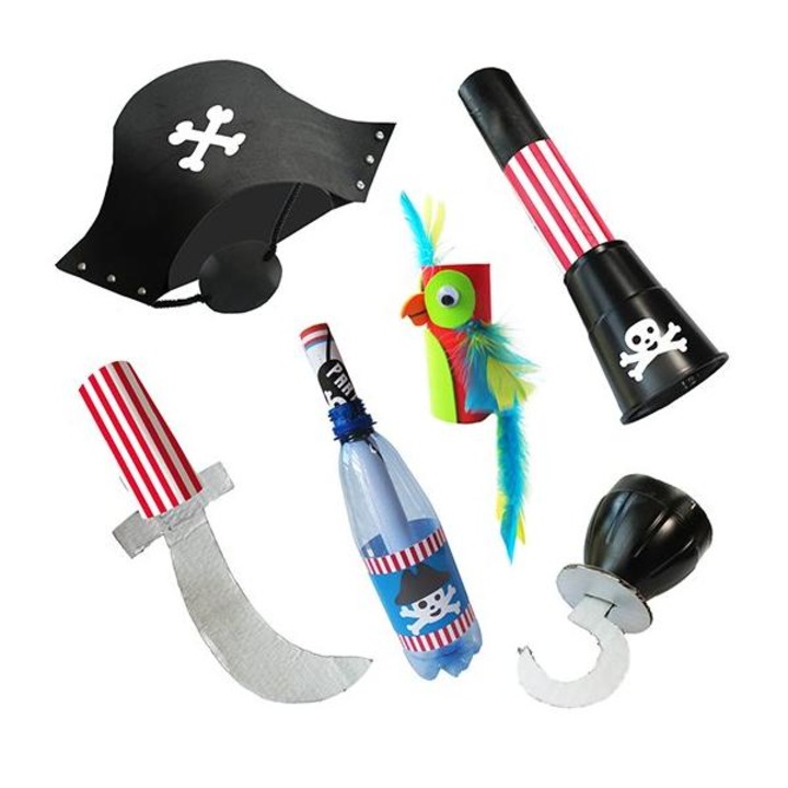 Kit educativ de asamblare DIY "Set petrecere pirati" din materiale reciclate