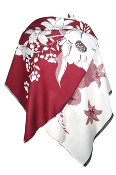 Sal dama, cu doua fete, grena /crem, model floral, dimensiune 190x65 cm Sal dama, cu doua fete, grena /crem, model floral, dimensiune 190x65 cm