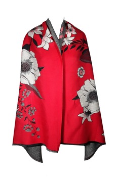 Sal dama, cu doua fete, rosu/gri , model floral, dimensiune 190x65 Sal dama, cu doua fete, rosu/gri , model floral, dimensiune 190x65