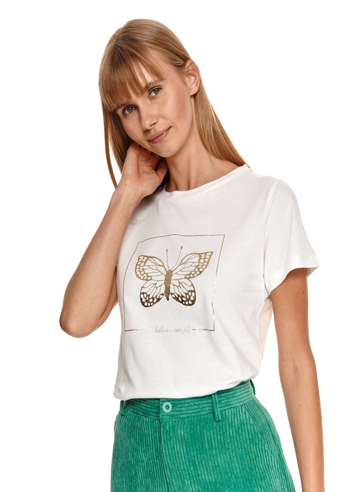 Tricou pentru femei, TOP SECRET, SPO5366, Alb, 34