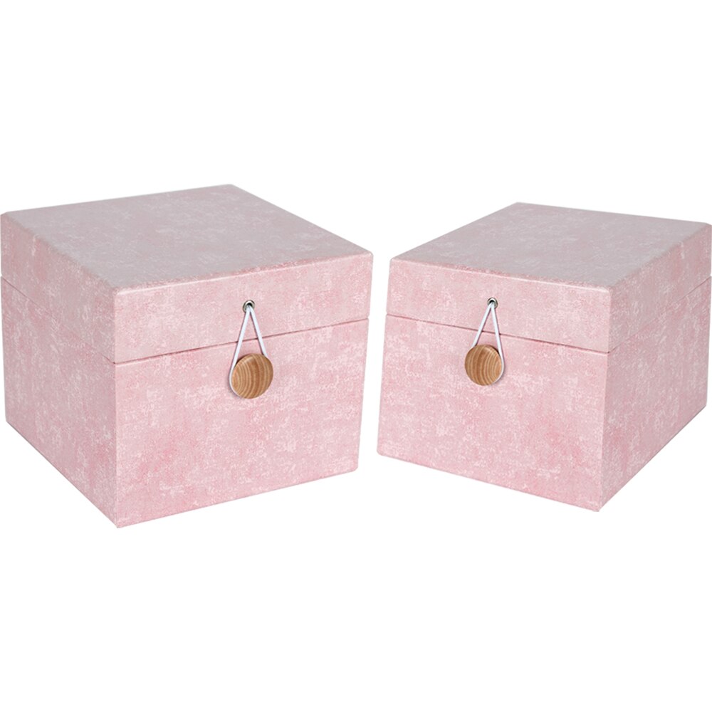 Set 2 cutii cadouri, 14 x 14 x 12 cm si 11 x 11 x 10, cm, carton 2 mm, roz