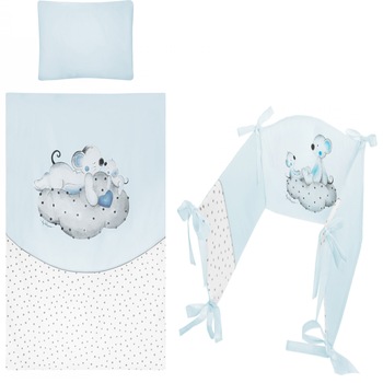 Set lenjerie de pat 5 piese 90 x 120 cm pentru baieti Belisima Malenstwo P02-0281, Turcoaz Set lenjerie de pat 5 piese 90 x 120 cm pentru baieti Belisima Malenstwo P02-0281, Turcoaz