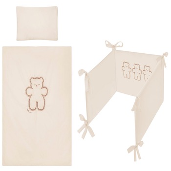 Set lenjerie de pat 5 piese 90 x 120 cm pentru copii Belisima Leos P02-0498, Bej Set lenjerie de pat 5 piese 90 x 120 cm pentru copii Belisima Leos P02-0498, Bej