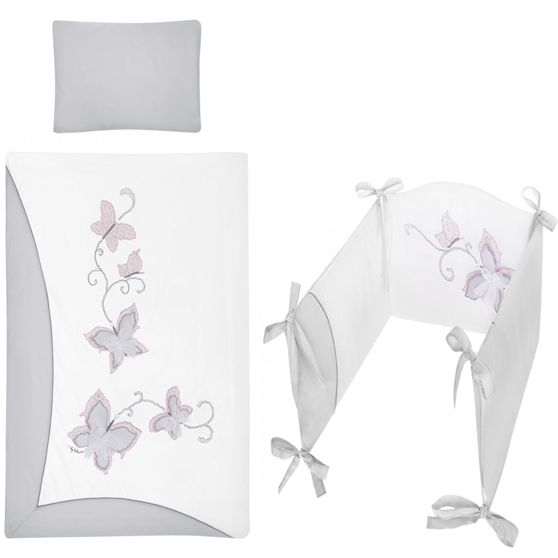 Set lenjerie de pat 5 piese 90 x 120 cm pentru fete Belisima Papilo P02-0441, Multicolor