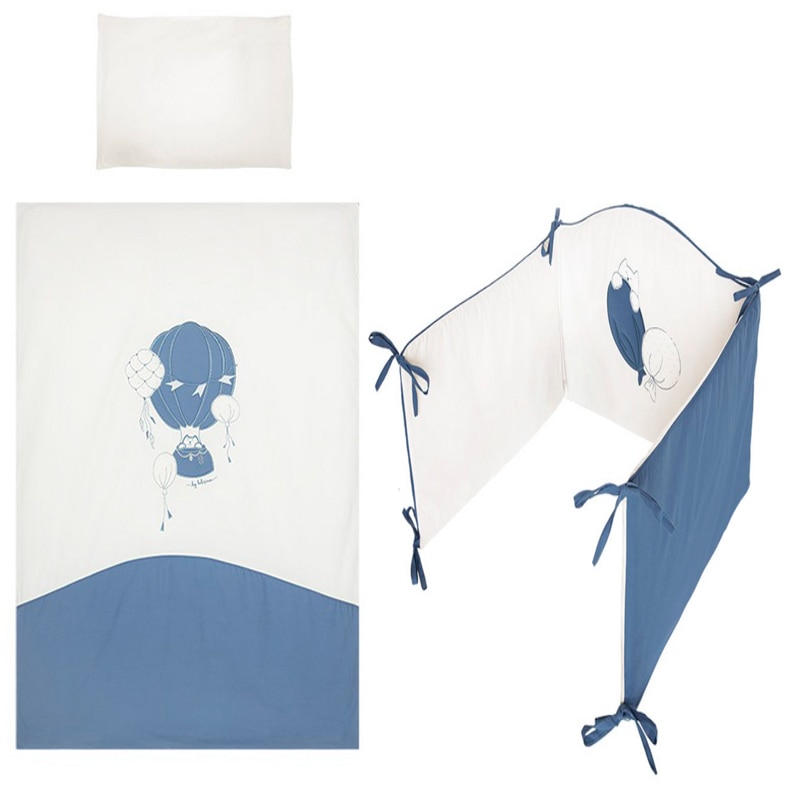 Set lenjerie de pat 5 piese 90 x 120 cm pentru baieti Belisima Baloniki P02-0052, Alb