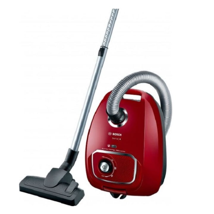 Aspirator cu sac Bosch BGLS4X201, serie 4, 600W, Rosu