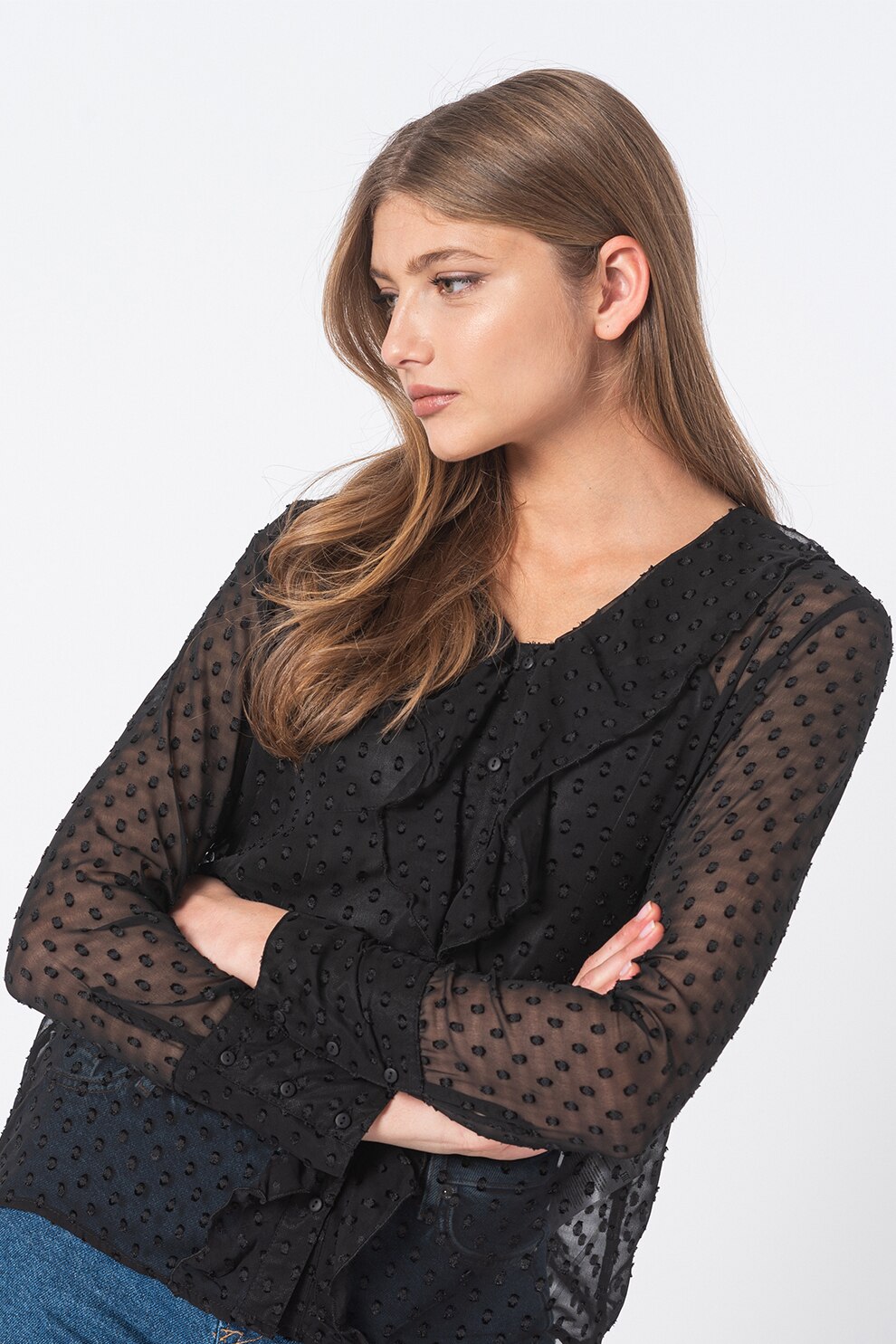 Only, Camasa cu aspect texturat Gaya, Negru