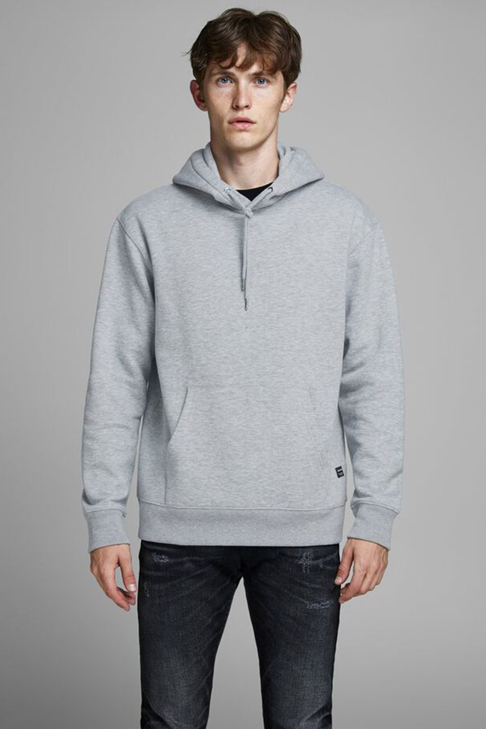 Jack&Jones, Hanorac relaxed fit cu buzunar kangaroo 12161145, Gri deschis melange