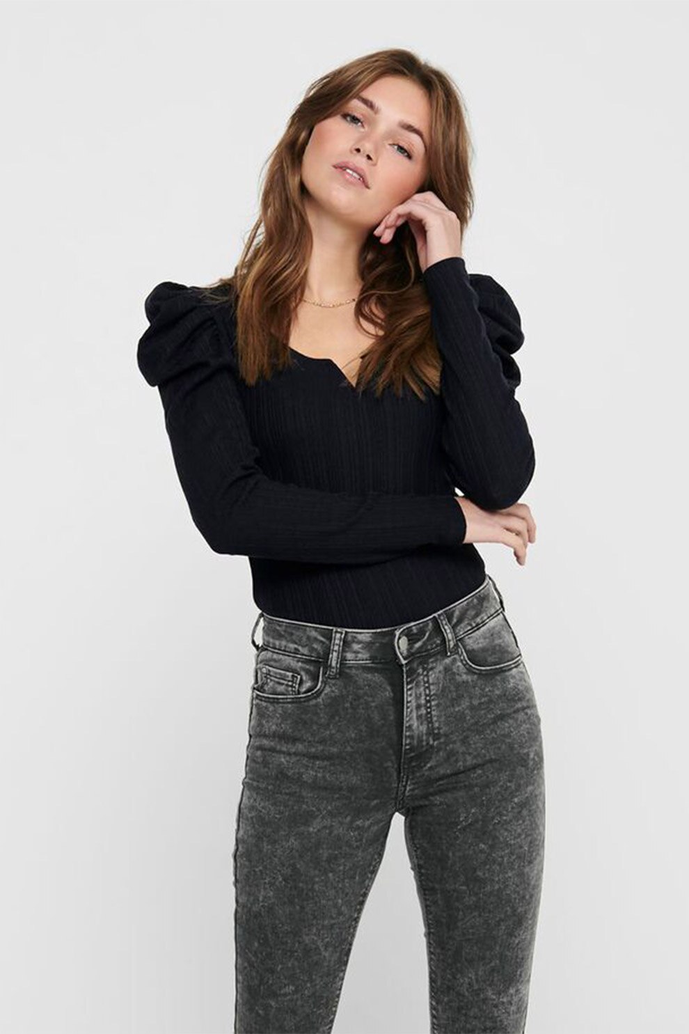 JdY, Pulover cu maneci bufante, Bleumarin inchis