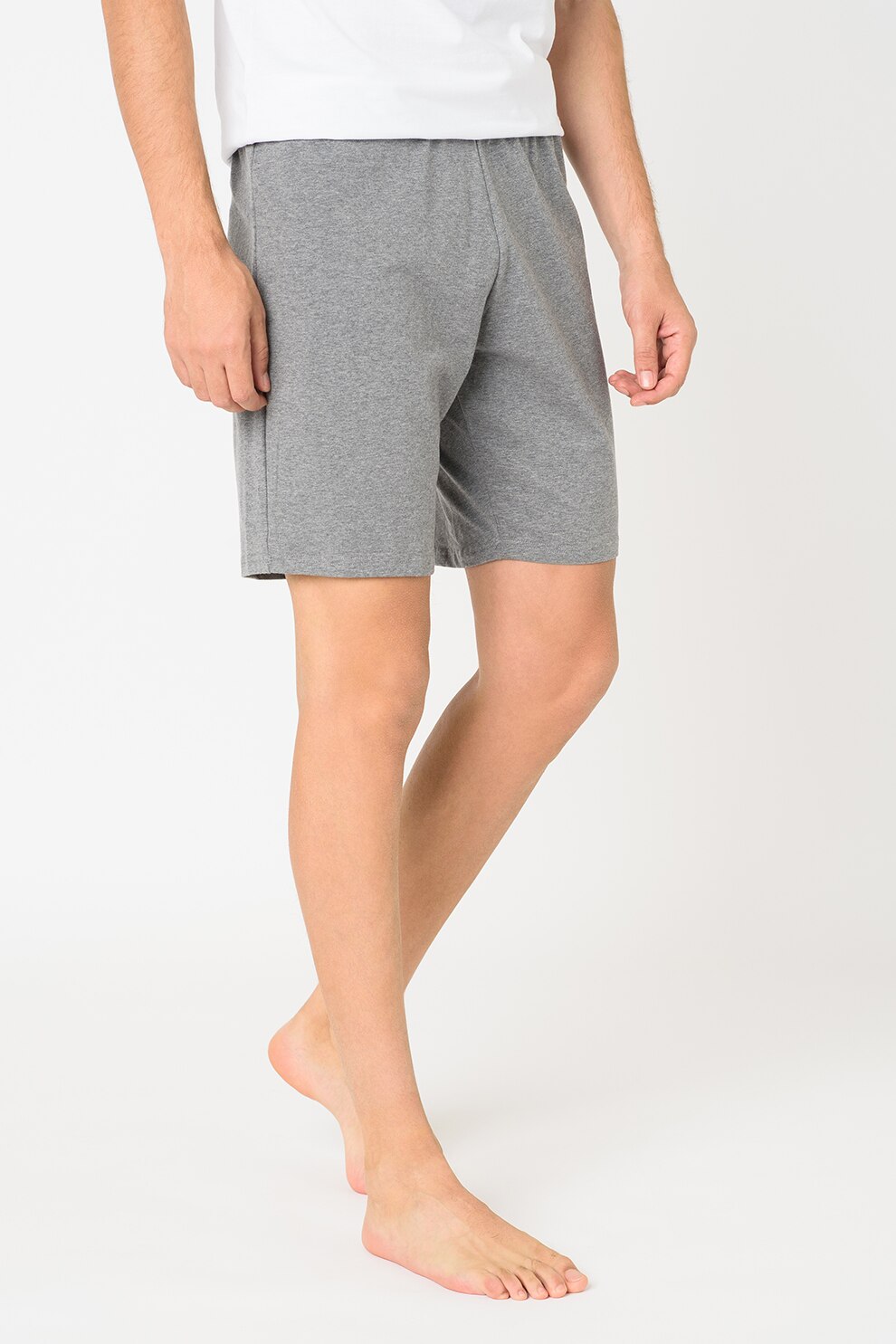 Only & Sons, Pantaloni scurti de casa cu banda logo in talie Santon, Gri melange