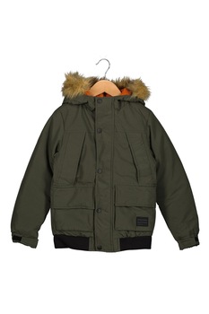 Jack&Jones, Geaca cu garnitura din blana sintetica, Verde militar Jack&Jones, Geaca cu garnitura din blana sintetica, Verde militar