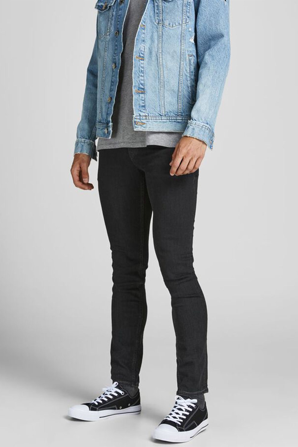 Jack&Jones, Blugi skinny, Negru/Albastru