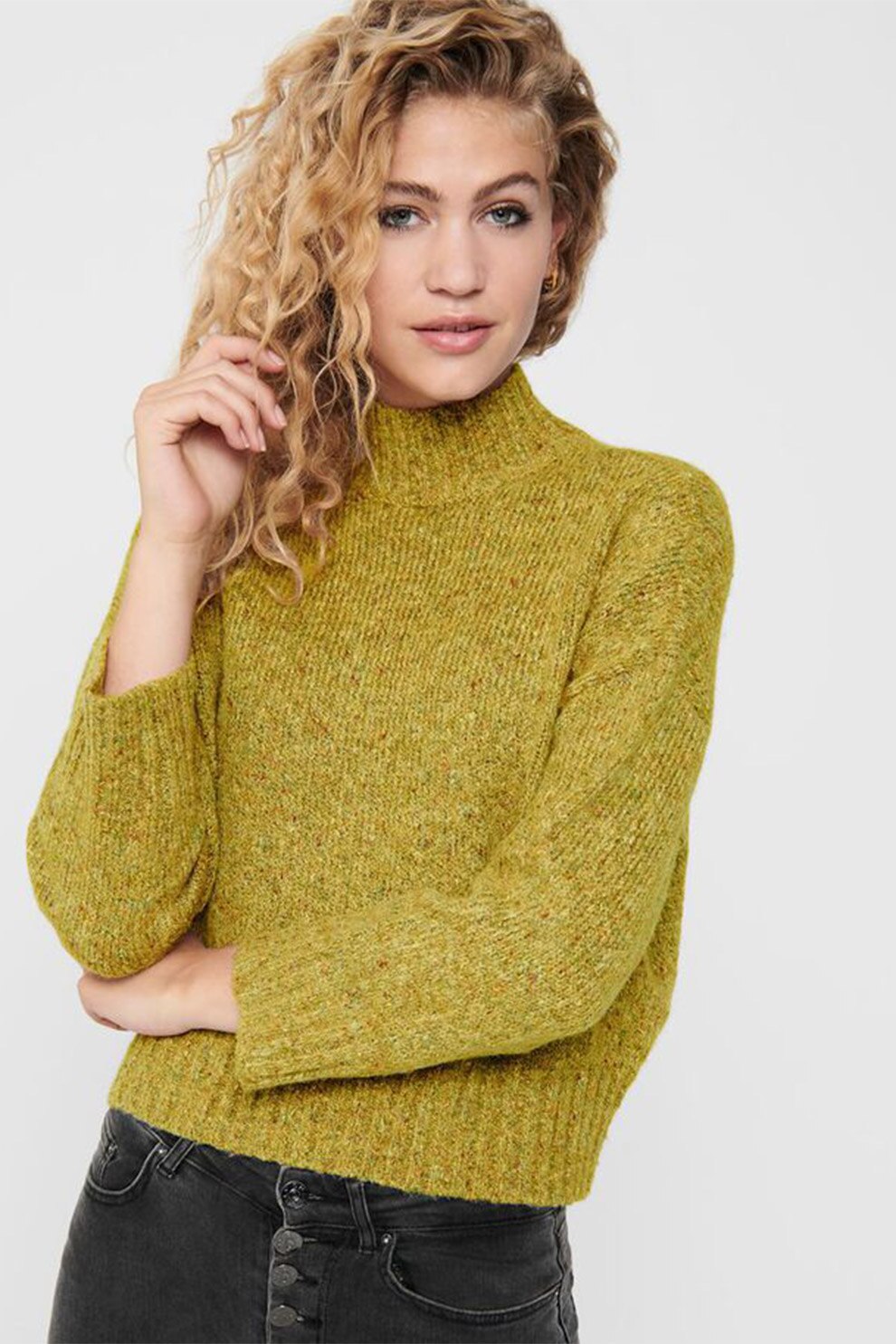 Only, Pulover cu maneci cazute Tata, Galben mustar