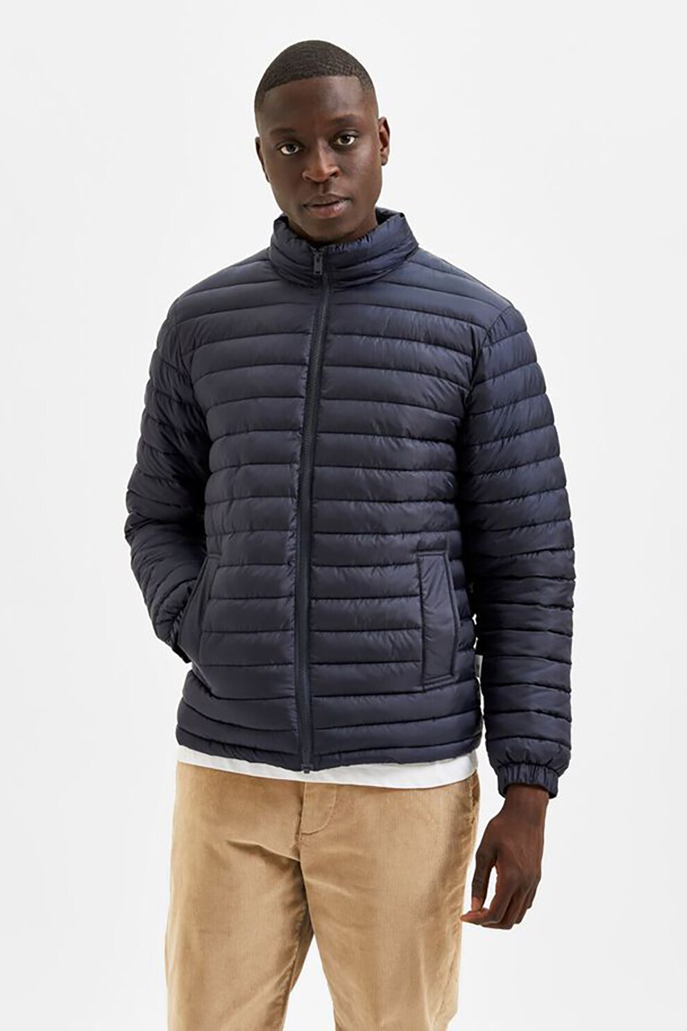 Selected Homme, Geaca usoara cu aspect matlasat Plastic Change, Bleumarin inchis