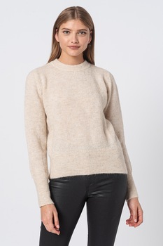 Vero Moda, Pulover tricotat fin din amestec de lana Celeste, Crem Vero Moda, Pulover tricotat fin din amestec de lana Celeste, Crem