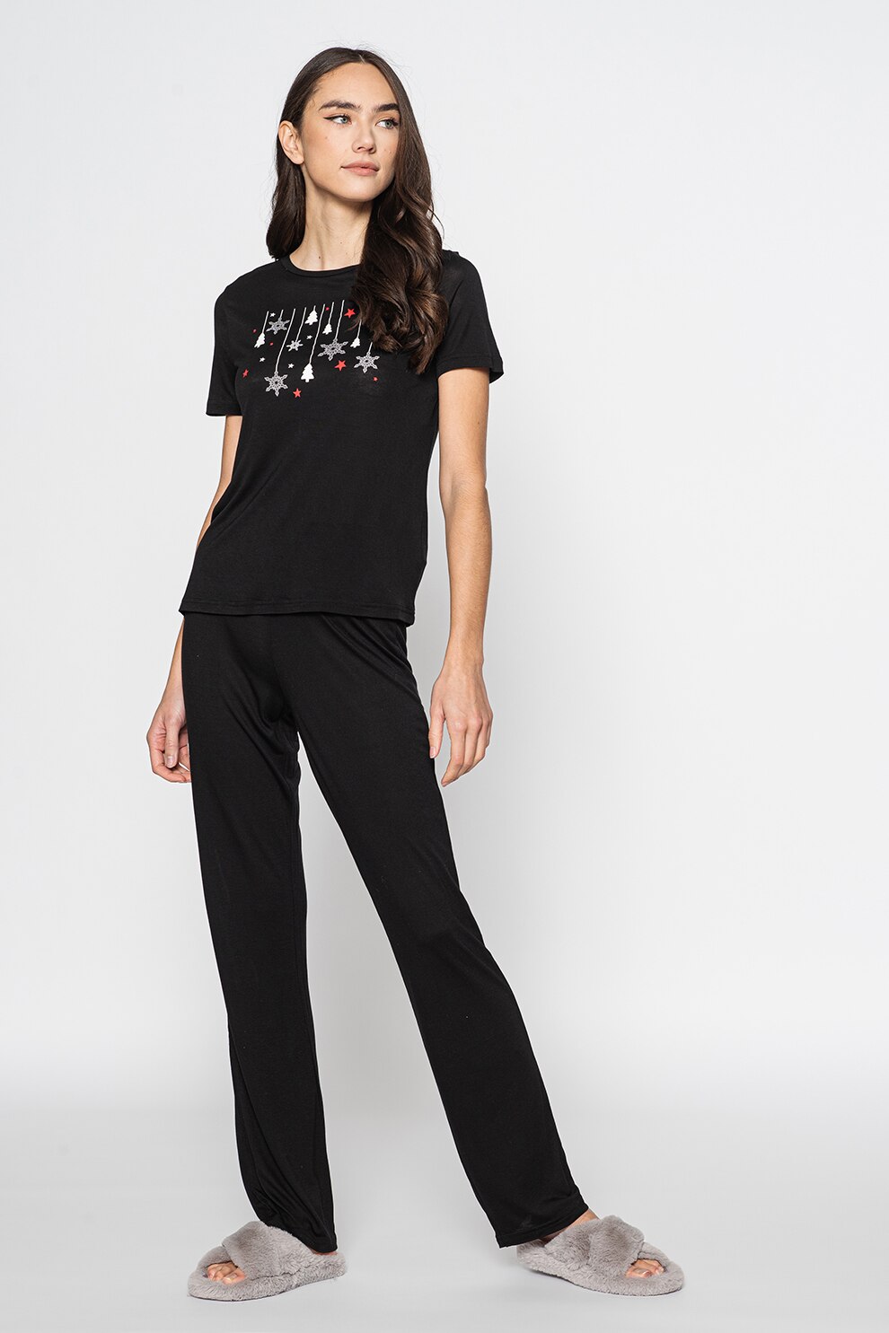Vero Moda, Pijama cu tematica de Craciun Juliana, Negru