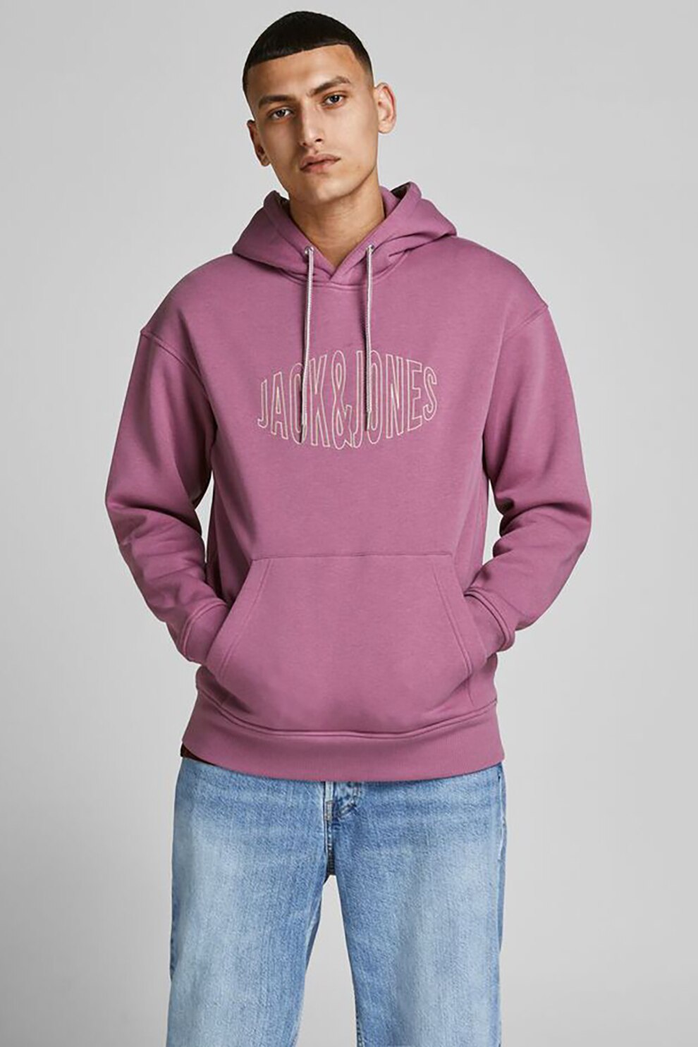 Jack&Jones, Hanorac relaxed fit cu buzunar kangaroo, Lila prafuit