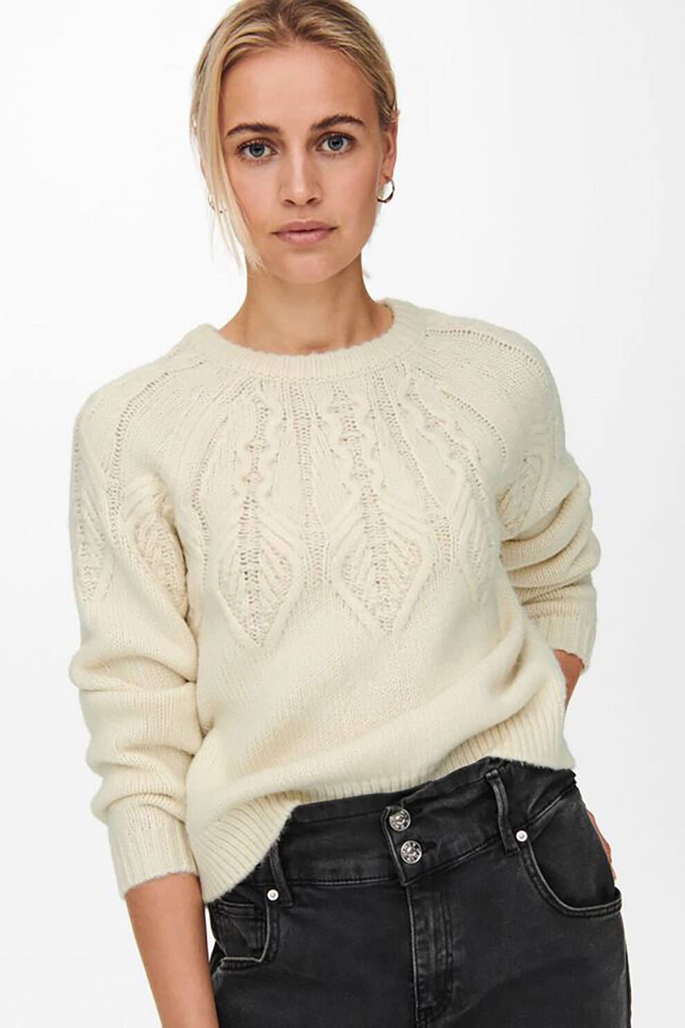 Only, Pulover cu model torsade, Crem