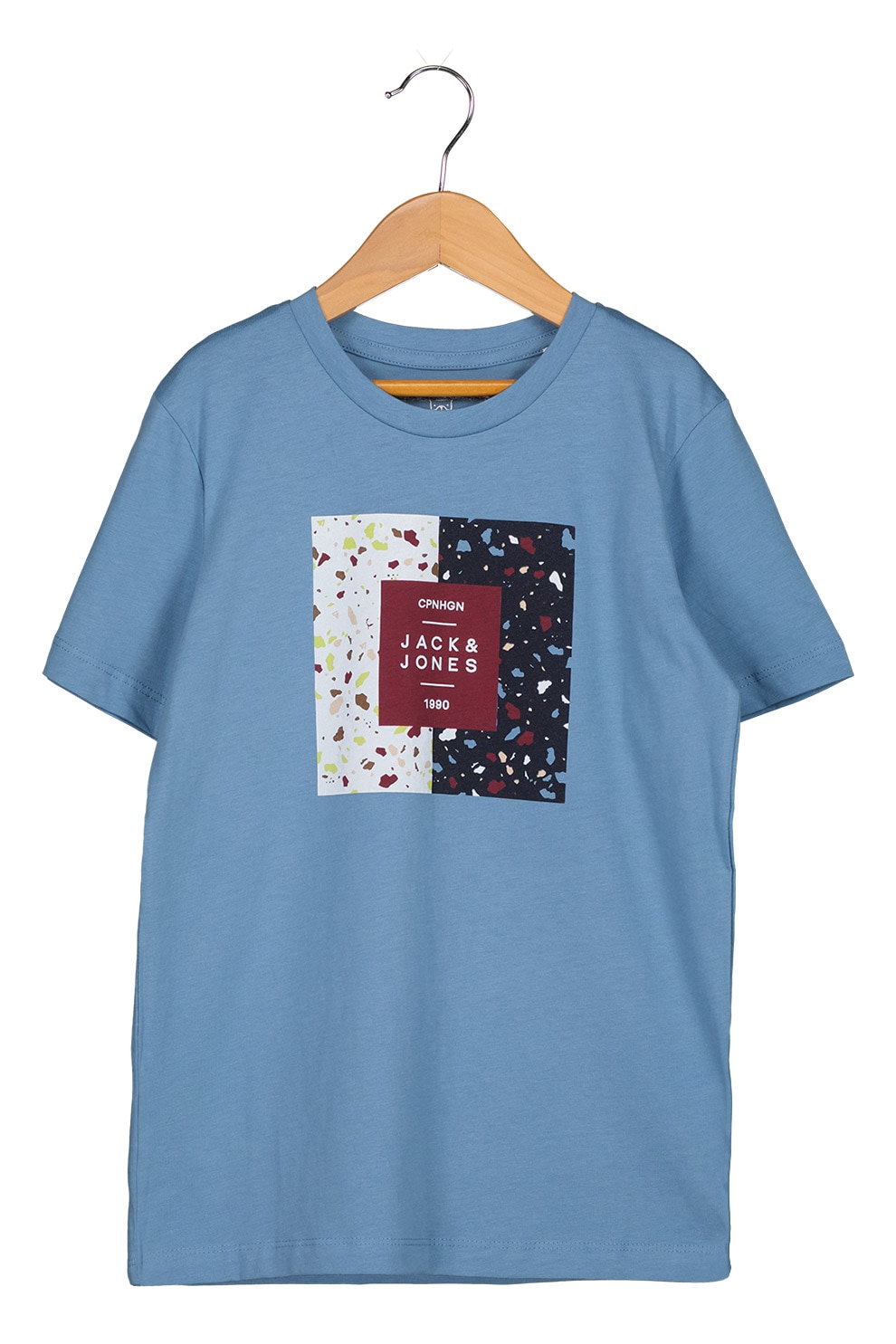 Jack&Jones, Tricou din bumbac organic cu imprimeu, Albastru lavanda