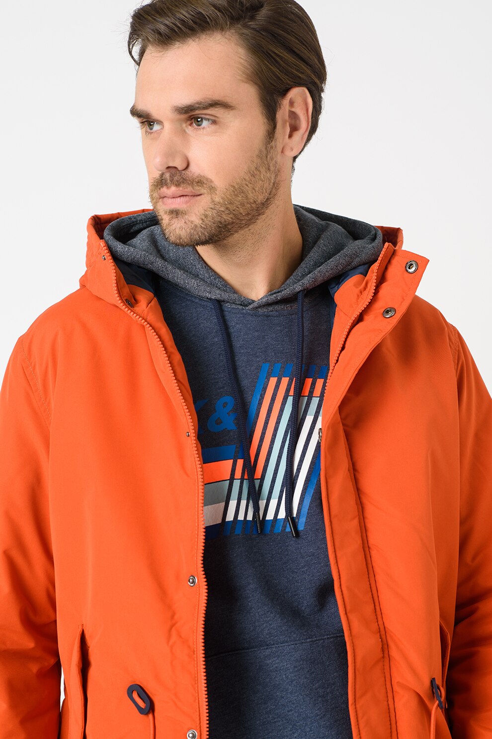 Jack&Jones, Geaca parka cu aspect masiv, Oranj mandarina