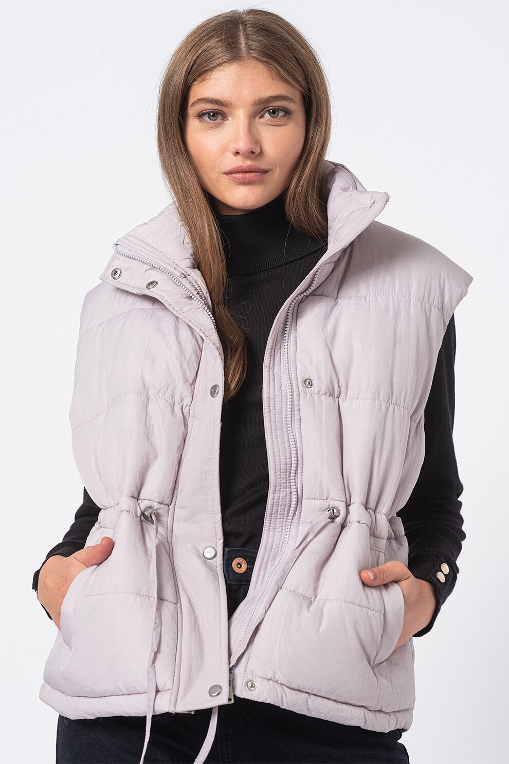 Only, Vesta cu vatelina si snur de ajustare in talie Sydney, Albastru lavanda, M