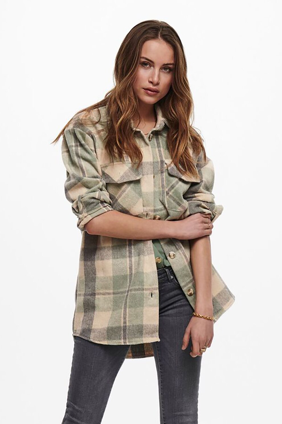 Only, Palton usor cu buzunare aplicate Valentina, Bej/Verde