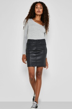 Noisy May, Fusta mini din amestec de modal cu aspect peliculizat, Negru, L Noisy May, Fusta mini din amestec de modal cu aspect peliculizat, Negru, L