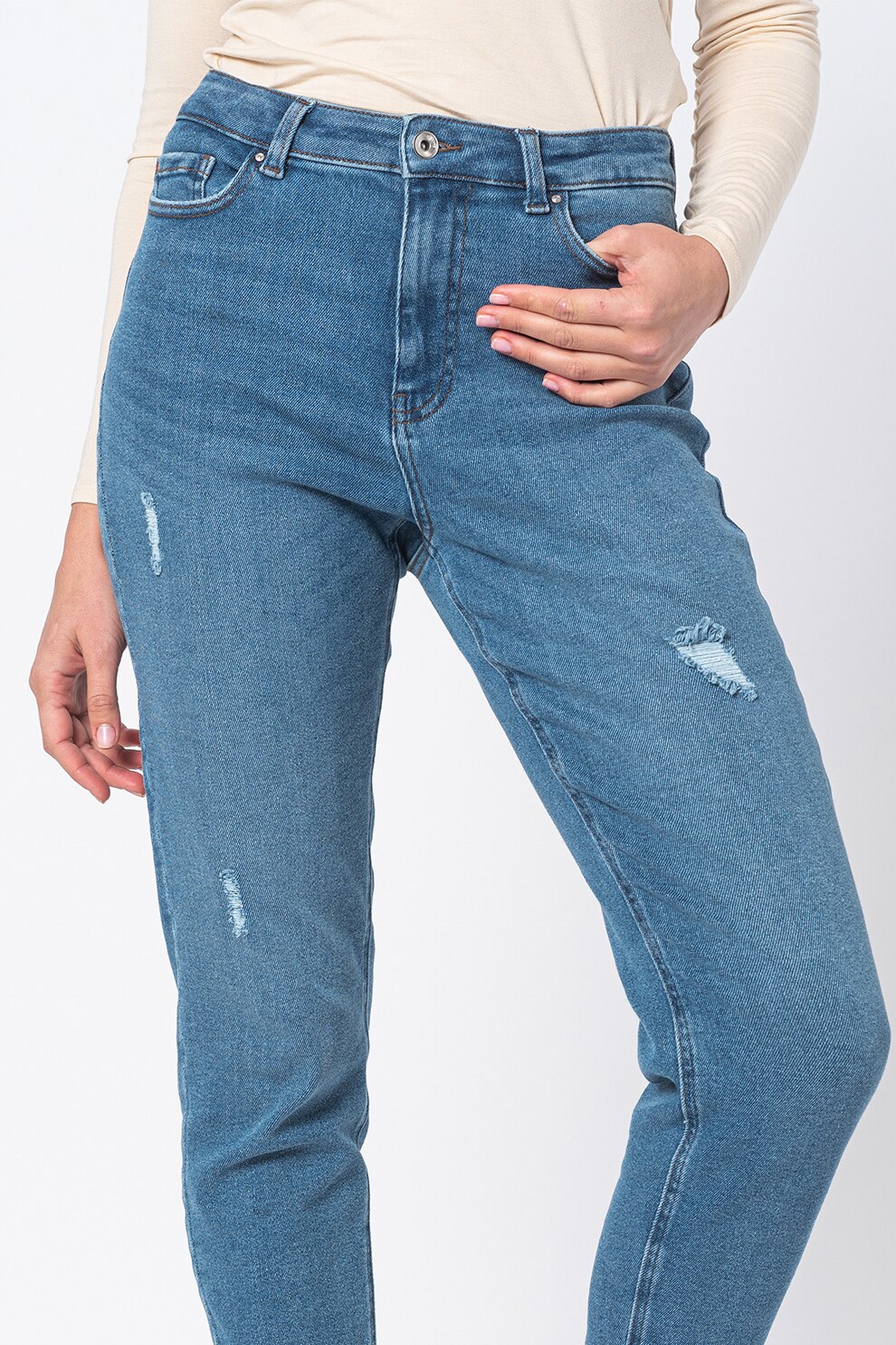 Only, Blugi mom fit Catwalk, Albastru deschis