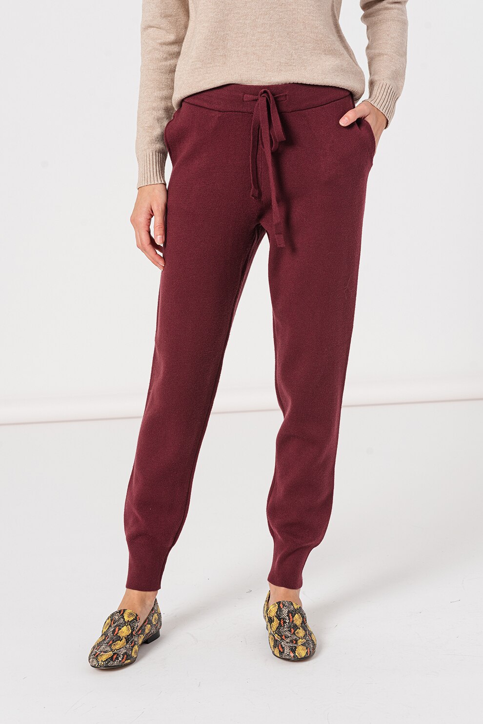 Vero Moda, Pantaloni sport lejeri cu talie ajustabila Saba, Violet pruna