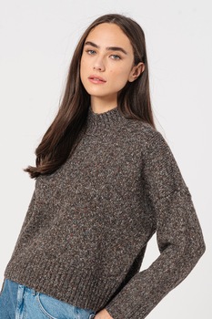 Only, Pulover cu maneci cazute Tata, Gri inchis melange Only, Pulover cu maneci cazute Tata, Gri inchis melange