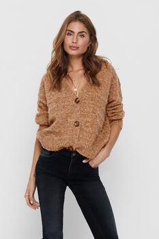 Only, Cardigan lejer cu decolteu in V si maneci cazute Celina, Oranj melange Only, Cardigan lejer cu decolteu in V si maneci cazute Celina, Oranj melange