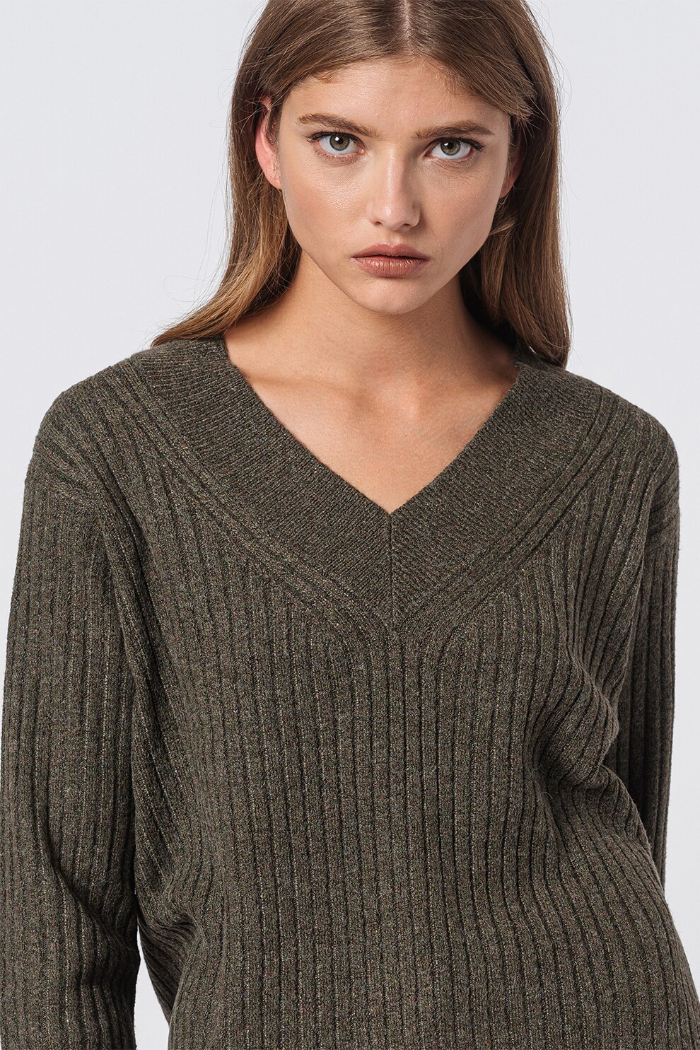 Only, Pulover cu aspect striat Cari, Verde sparanghel