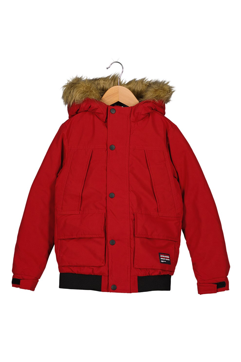 Jack&Jones, Geaca cu garnitura din blana sintetica, Rosu