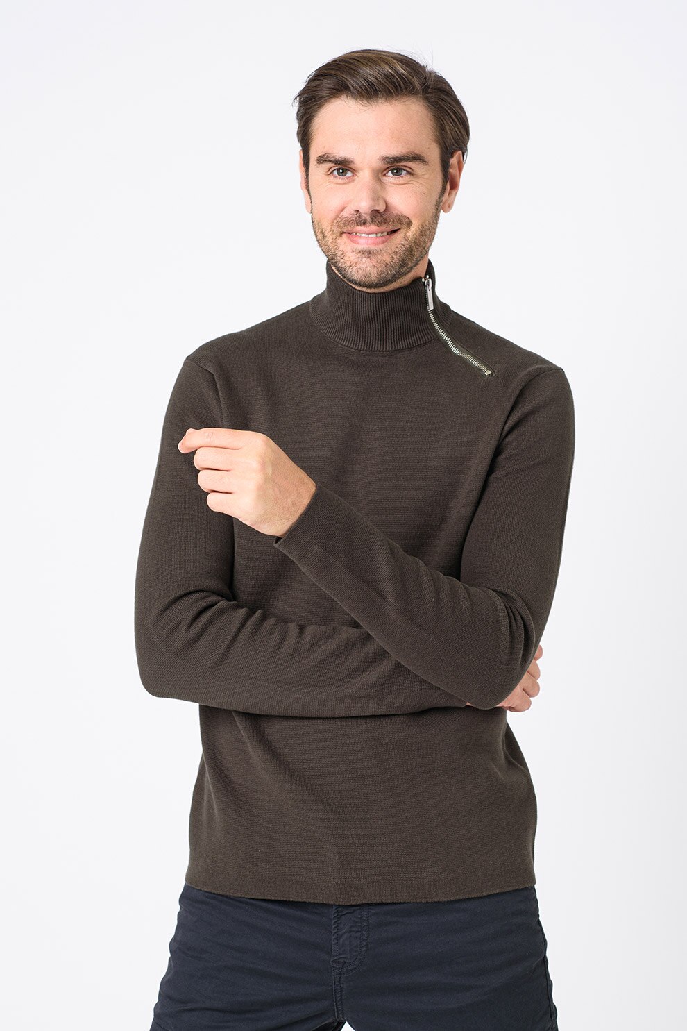 Only & Sons, Pulover cu fenta cu fermoar Luke, Verde militar