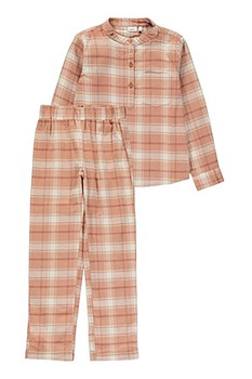 NAME IT, Pijama din bumbac organic cu model in carouri, Maro camel/Crem NAME IT, Pijama din bumbac organic cu model in carouri, Maro camel/Crem