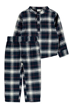 NAME IT, Pijama din bumbac organic cu model in carouri, Bleumarin inchis/alb/gri melange NAME IT, Pijama din bumbac organic cu model in carouri, Bleumarin inchis/alb/gri melange