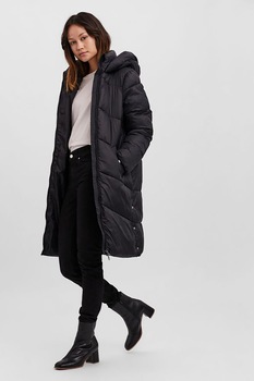 Vero Moda, Geaca lunga cu aspect matlasat Upp Sala, Negru Vero Moda, Geaca lunga cu aspect matlasat Upp Sala, Negru