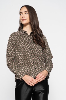 Vero Moda, Camasa cu model floral si terminatie asimetrica Isa, Verde/Negru/Roz Vero Moda, Camasa cu model floral si terminatie asimetrica Isa, Verde/Negru/Roz