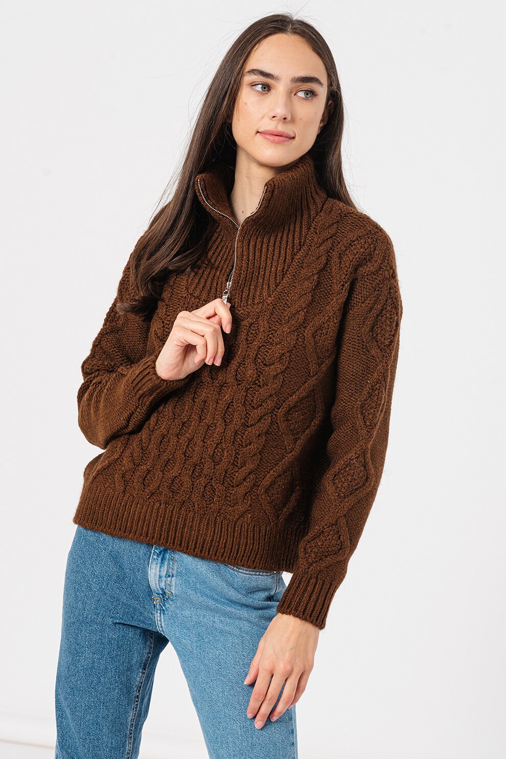 Vero Moda, Pulover cu model torsade Evelyn, Maro