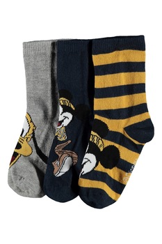 NAME IT, Set de sosete lungi cu imprimeu Disney - 3 perechi, Negru/gri deschis/galben mustar NAME IT, Set de sosete lungi cu imprimeu Disney - 3 perechi, Negru/gri deschis/galben mustar