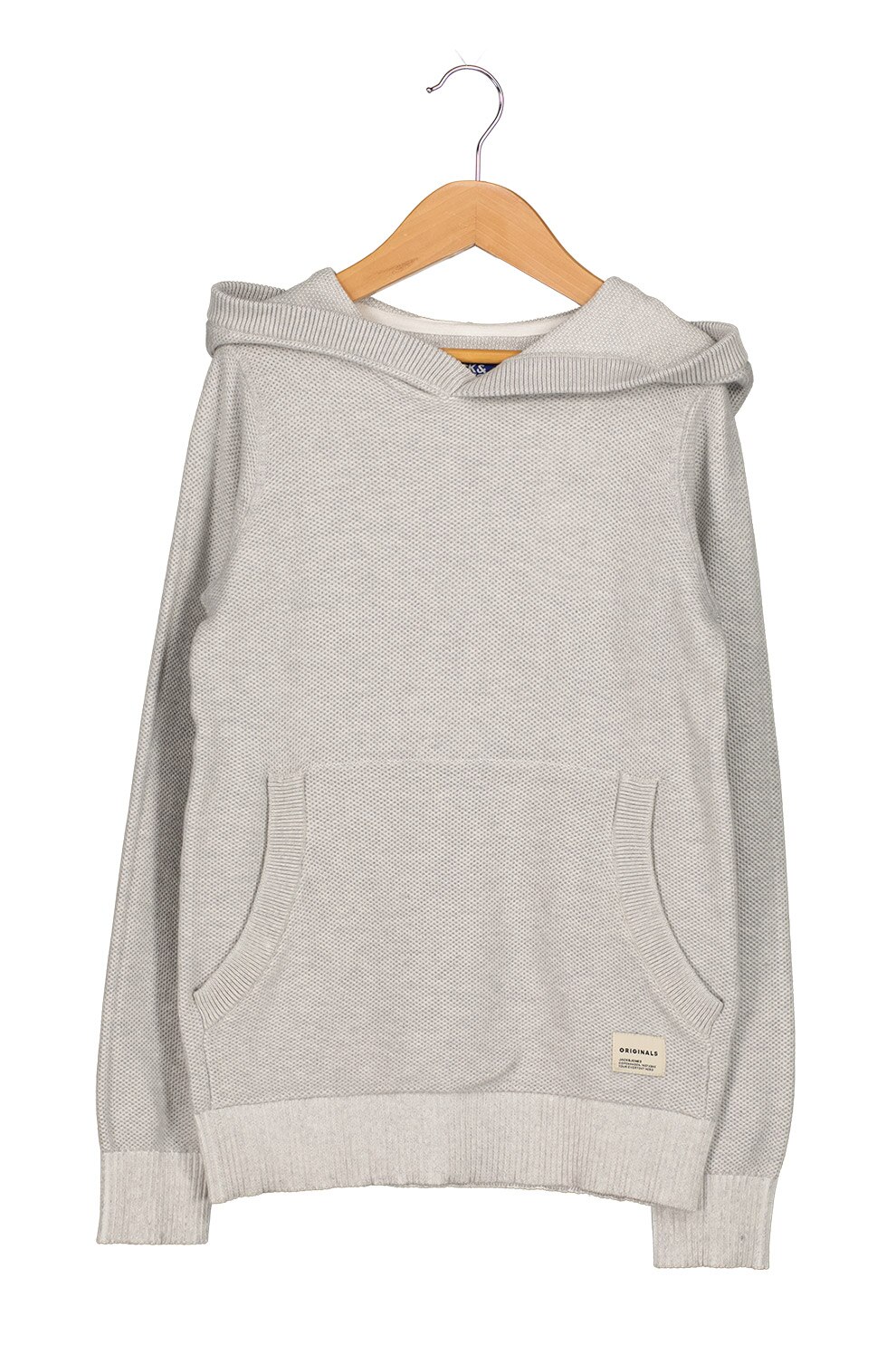 Jack&Jones, Hanorac de bumbac cu buzunar kangaroo, Gri melange