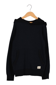 Jack&Jones, Hanorac de bumbac cu buzunar kangaroo, Bleumarin inchis Jack&Jones, Hanorac de bumbac cu buzunar kangaroo, Bleumarin inchis